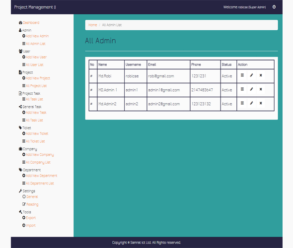 All Admin List